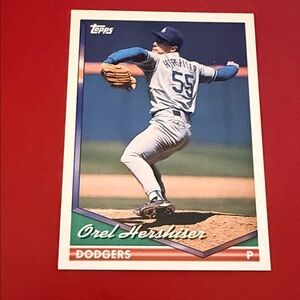 Topps Blue and Gray Baseball Card orel Hershiser